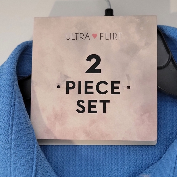Ulta Flirt Blue Button Up Crop Top & Mini Skirt Set - Picture 11 of 12